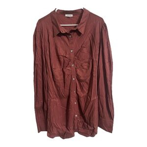 Women’s White Birch Maroon Button Down Long Sleeve Shirt – Size 3X